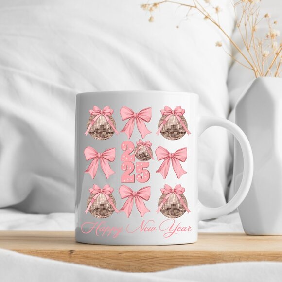 🎉 Retro New Year 2025 Mug - White Ceramic, Celebrate in Style! - Picture 3 of 4
